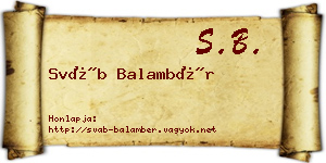 Sváb Balambér névjegykártya